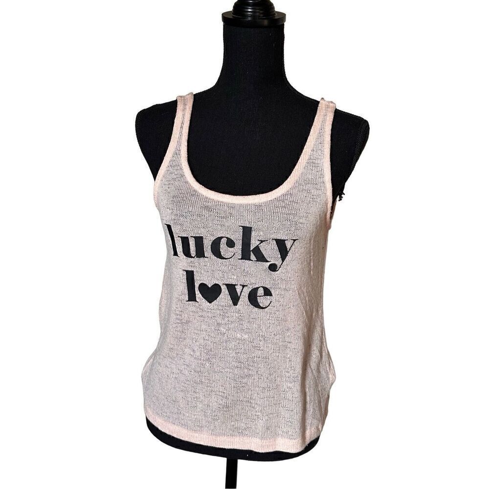 DIVIDED lucky love light pink tank top Size Small
